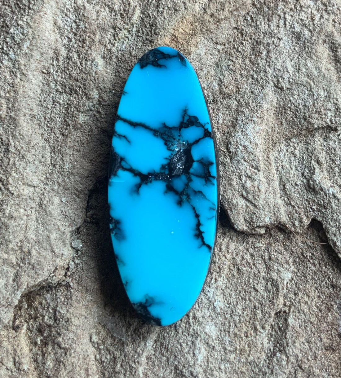 Gorgeous High Grade Cloud Mountain Turquoise Long Oval Blue Cabochon