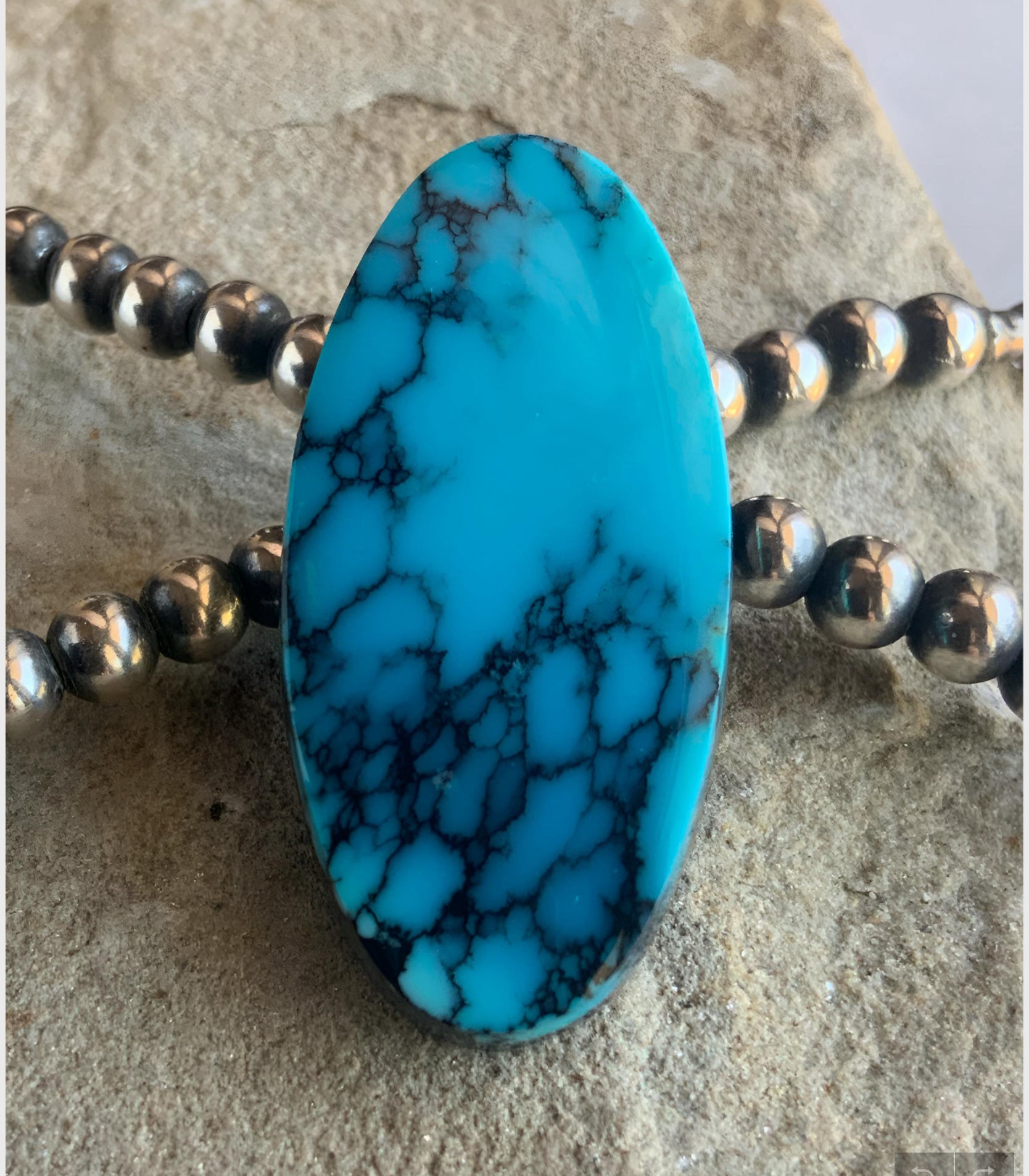 High Grade Cloud Mountain Turquoise Long Oval Cabochon