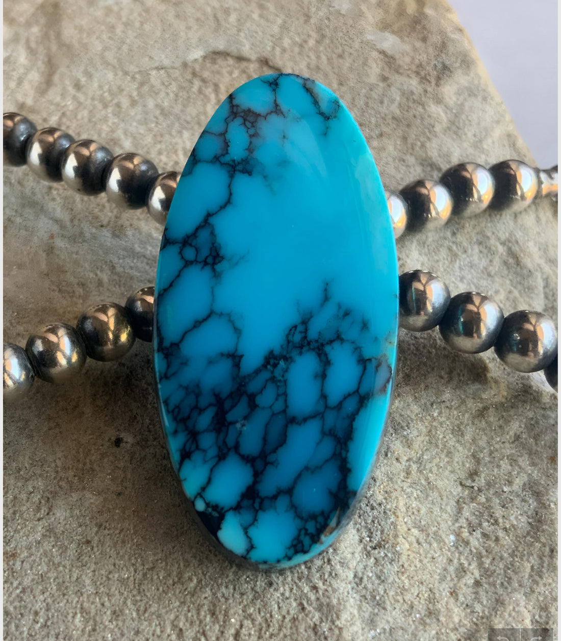High Grade Cloud Mountain Turquoise Long Oval Cabochon