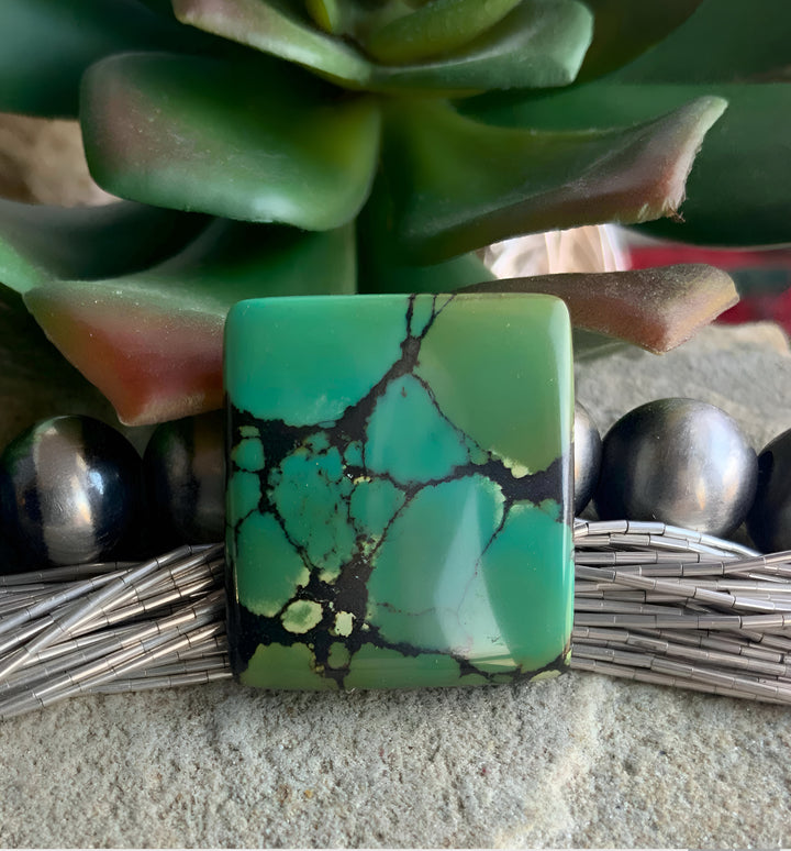Bamboo Mountain Turquoise Green Rectangle Cabochon