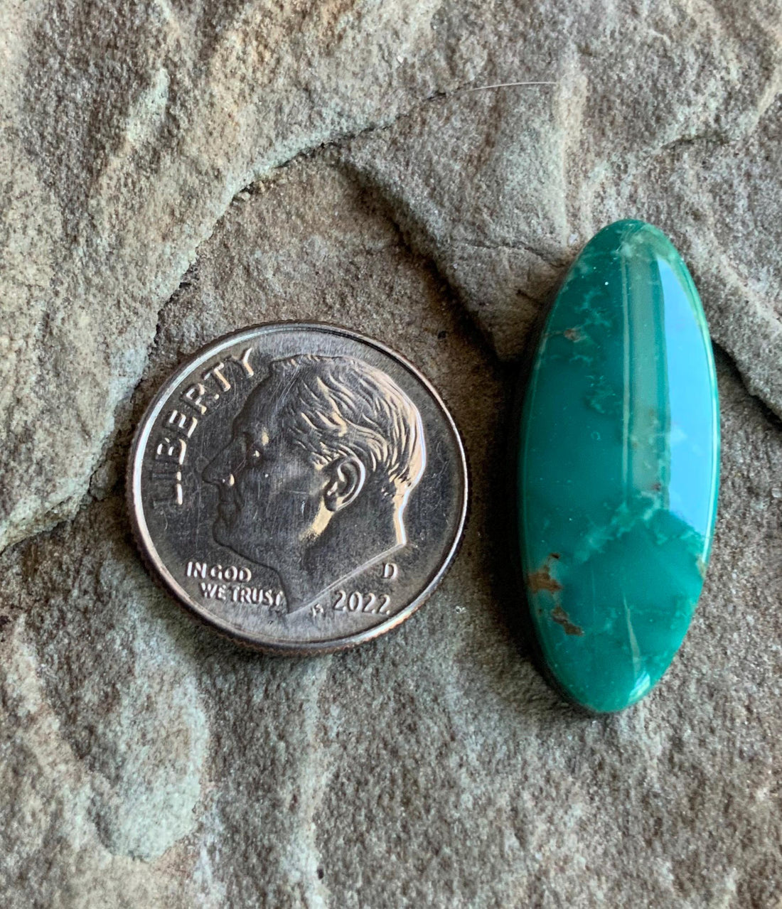 Turquoise Mountain Green Long Oval Turquoise Cabochon