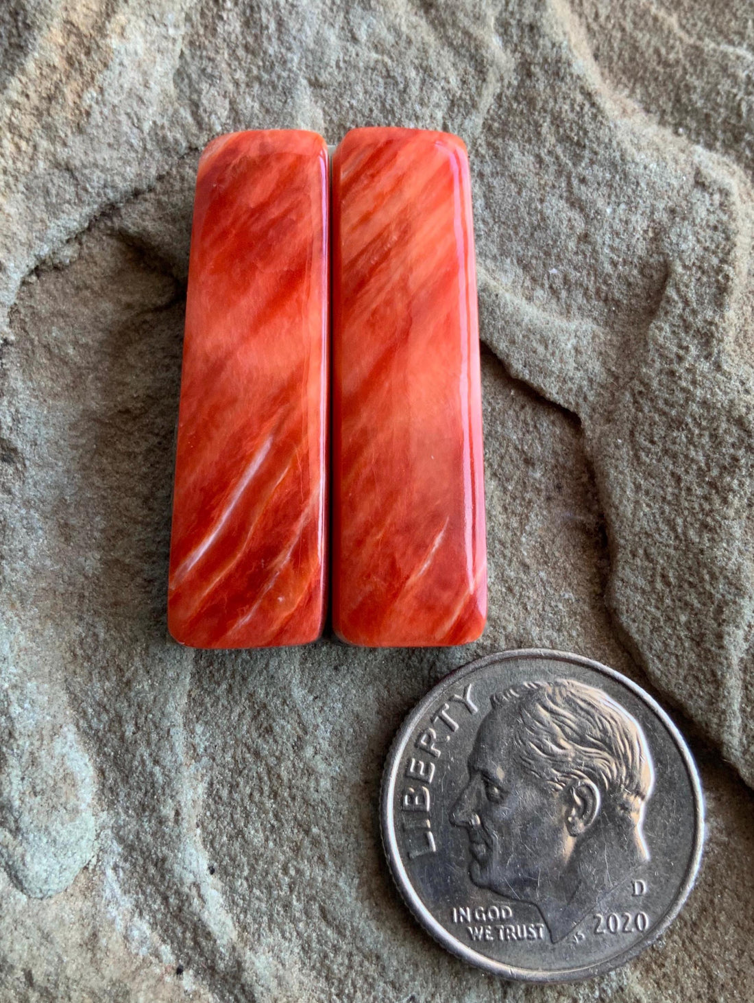 Orange Spiney Oyster Rectangular Earring Cabochons