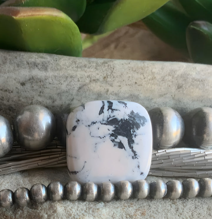 Natural White Buffalo Square Cabochon