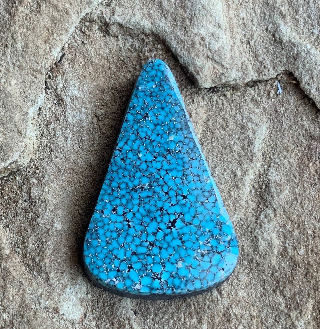 High Grade Black Web Kingman Turquoise Triangular Cabochon