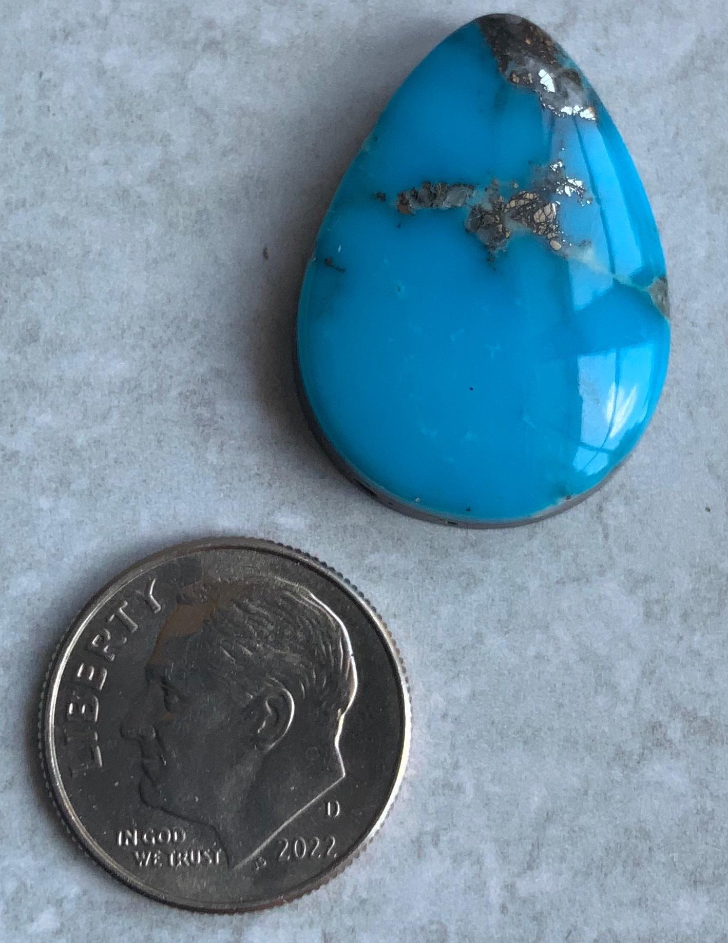 Ithaca Peak Turquoise High Grade Teardrop Cabochon With Pyrite #110