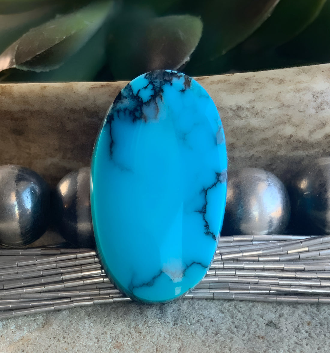 High Grade Cloud Mountain Turquoise Oval Blue Cabochon