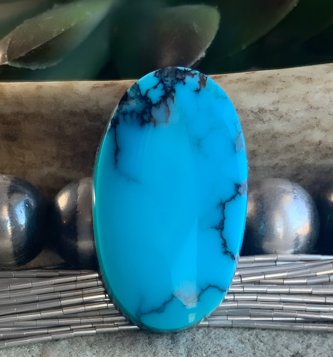 High Grade Cloud Mountain Turquoise Oval Blue Cabochon
