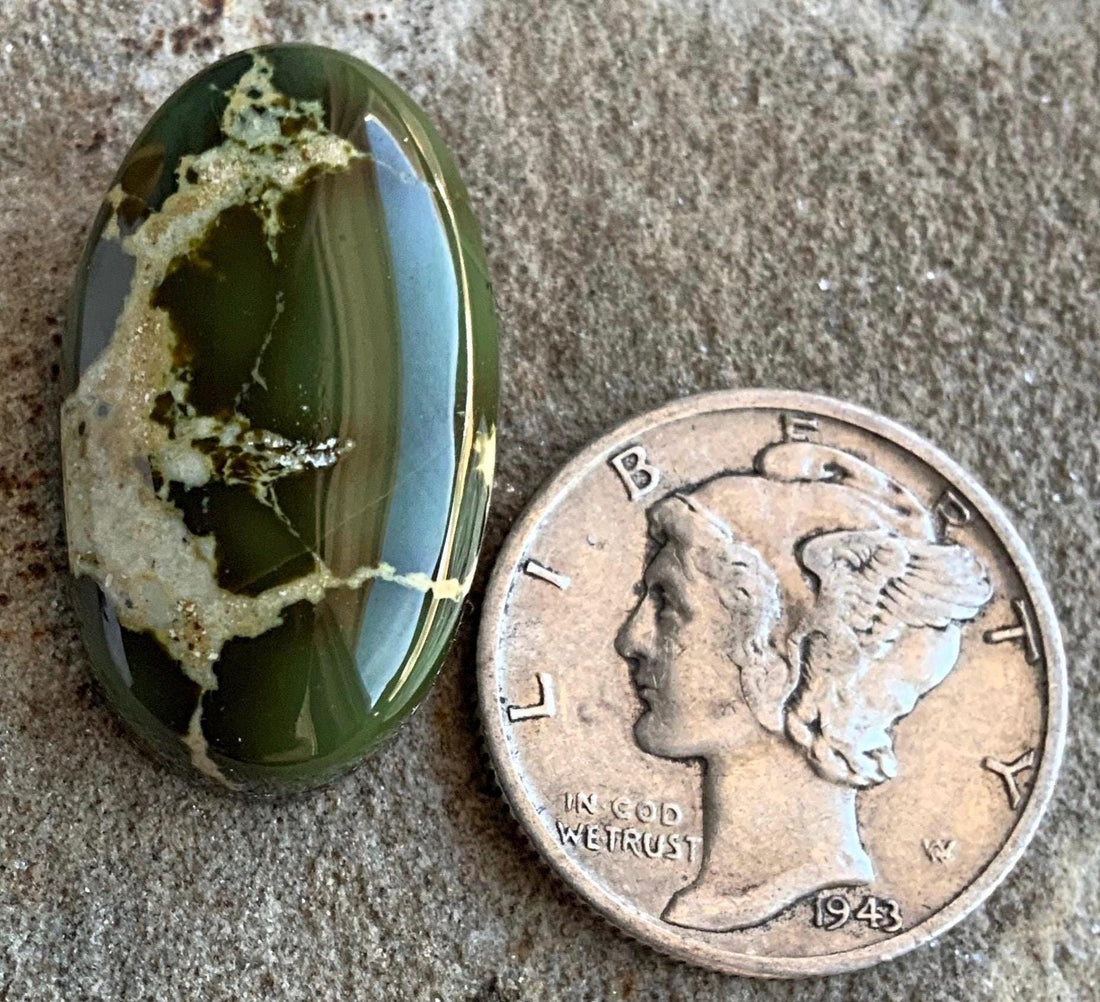 Natural Deep Green High Grade Royston Turquoise Oval Cabochon or Polished Stone Cab