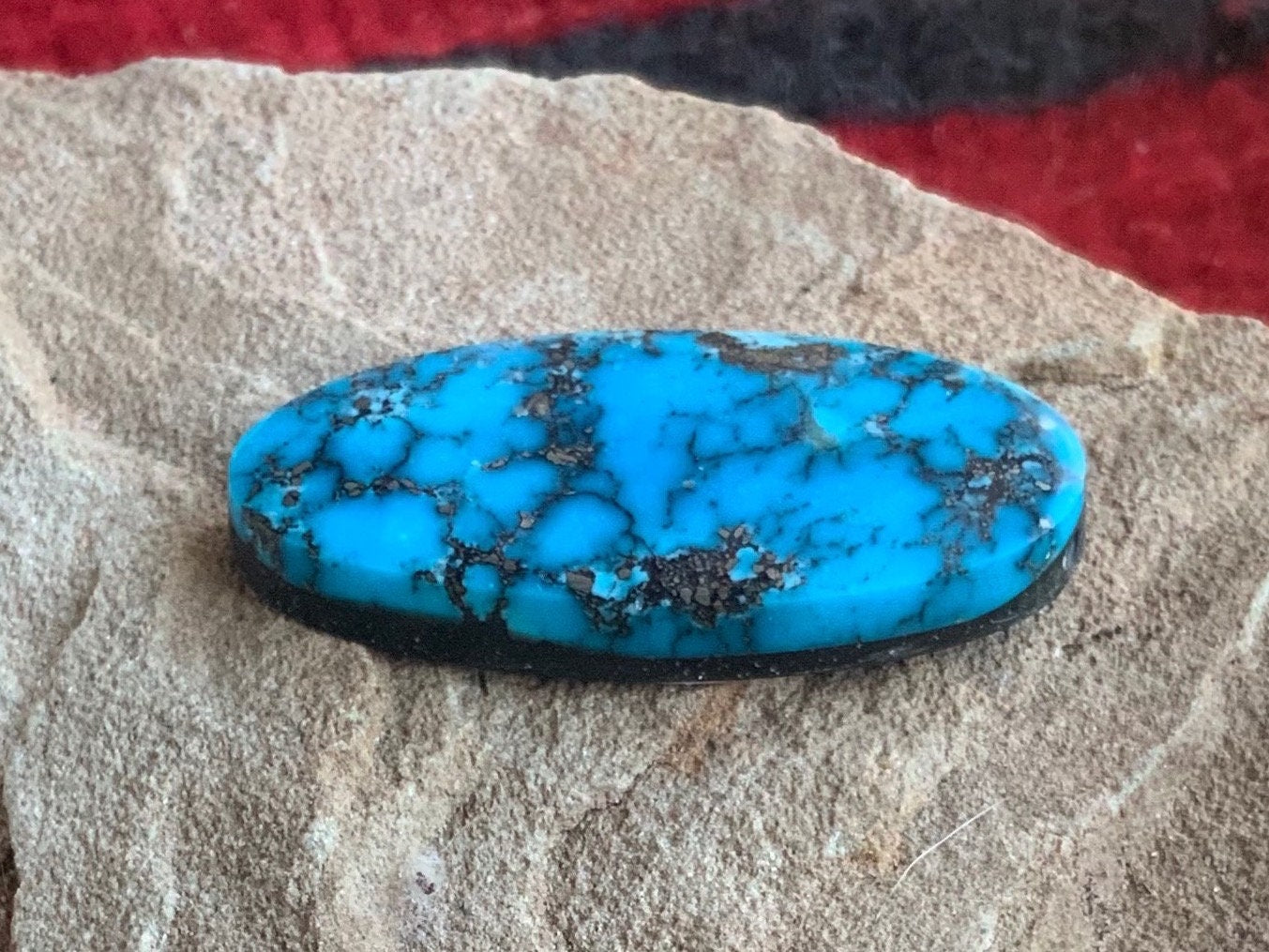 Ithaca Peak Turquoise High Grade Large Oval Cabochon With Silver Pyrite #IP120