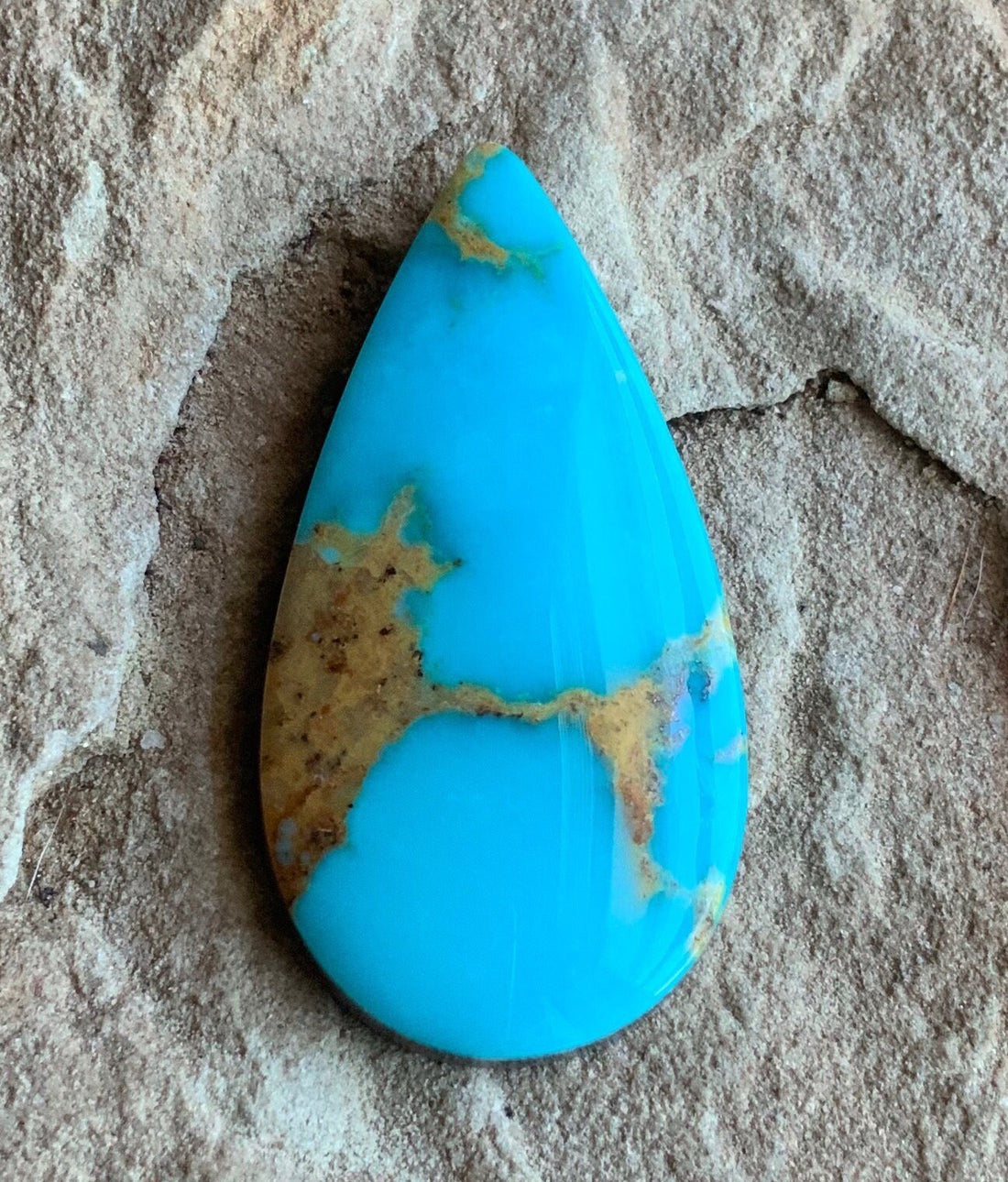 Natural Royston Turquoise Blue Teardrop Cabochon-Nevada Gemstone #R98