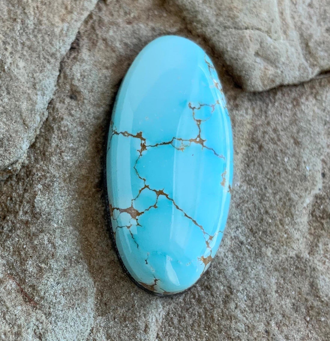 Beautiful Natural High Grade Number Eight Turquoise Oval Cabochon