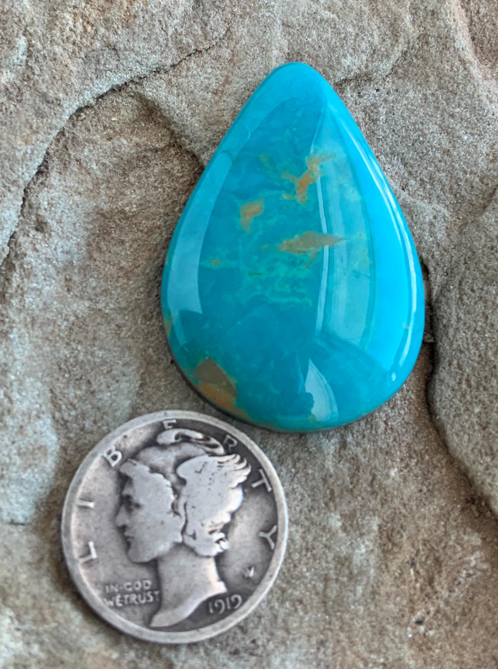 Beautiful Blue Royston Turquoise Teardrop Cabochon #R30