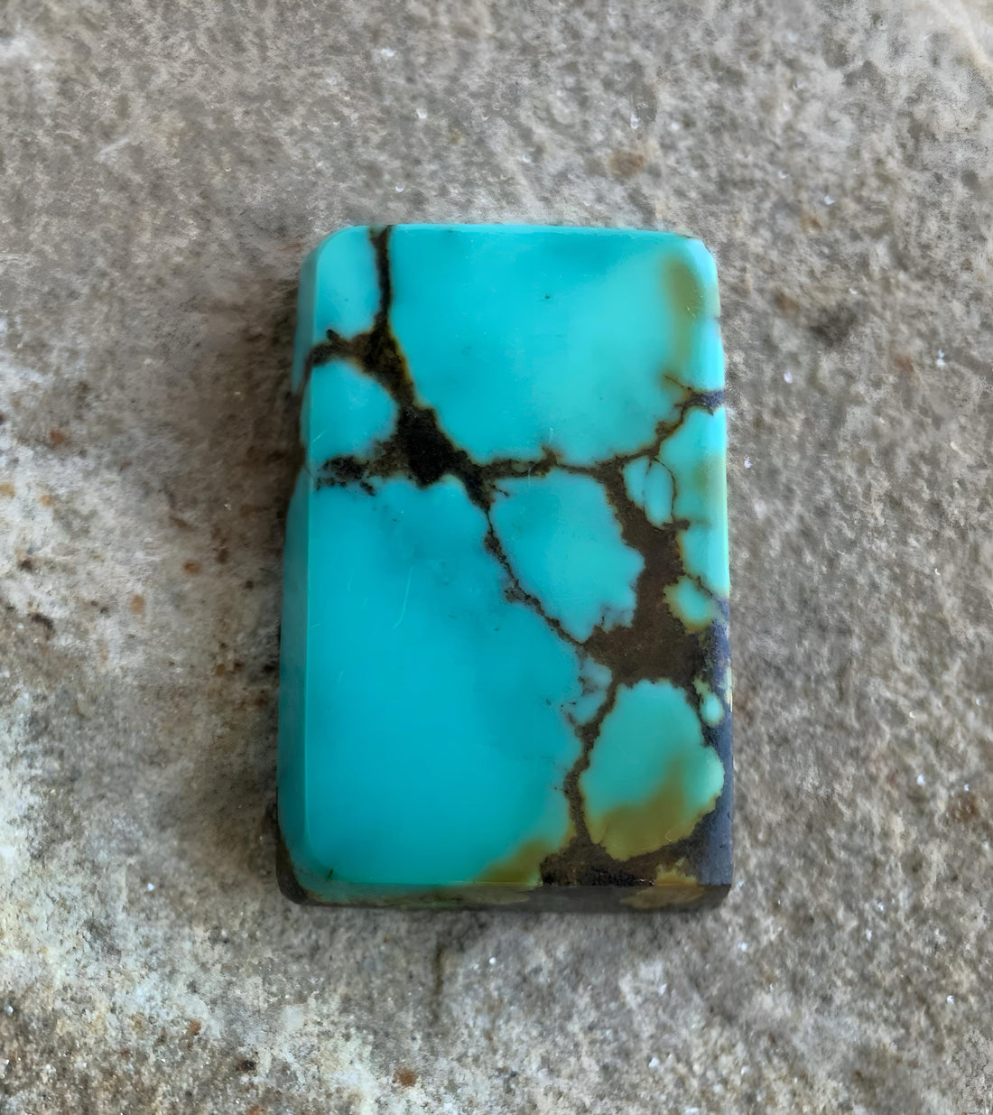 Bao Canyon Turquoise Blue Rectangular Cabochon With Black & Green #BC130