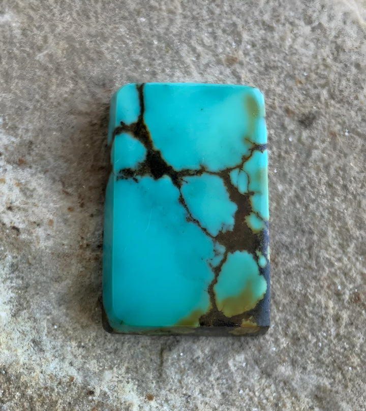 Bao Canyon Turquoise Blue Rectangular Cabochon With Black & Green #BC130