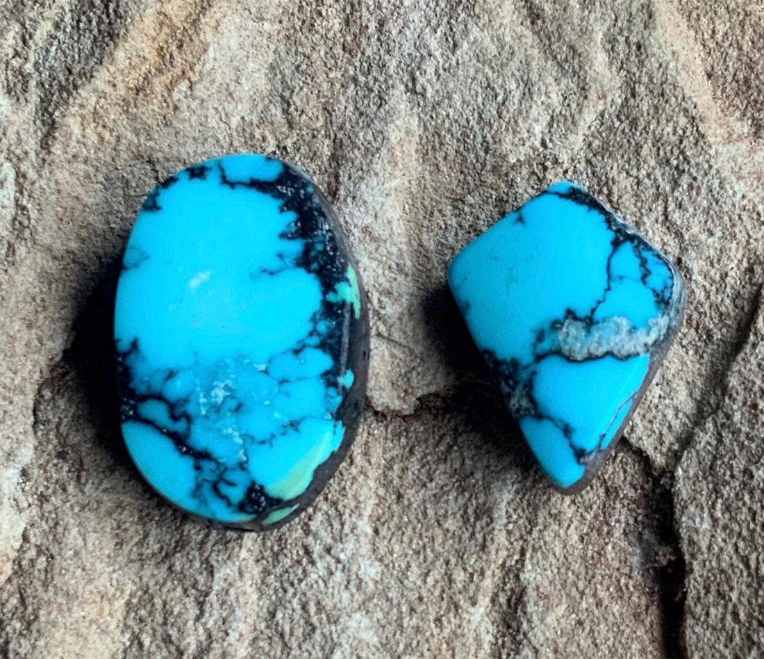 Cloud Mountain or Yungai Turquoise Cabochon Set of Two