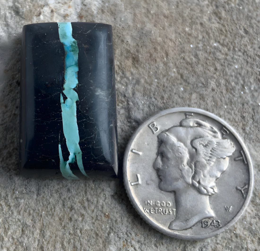 Natural Sierra Nevada Boulder Ribbon Turquoise Rectangular Cabochon