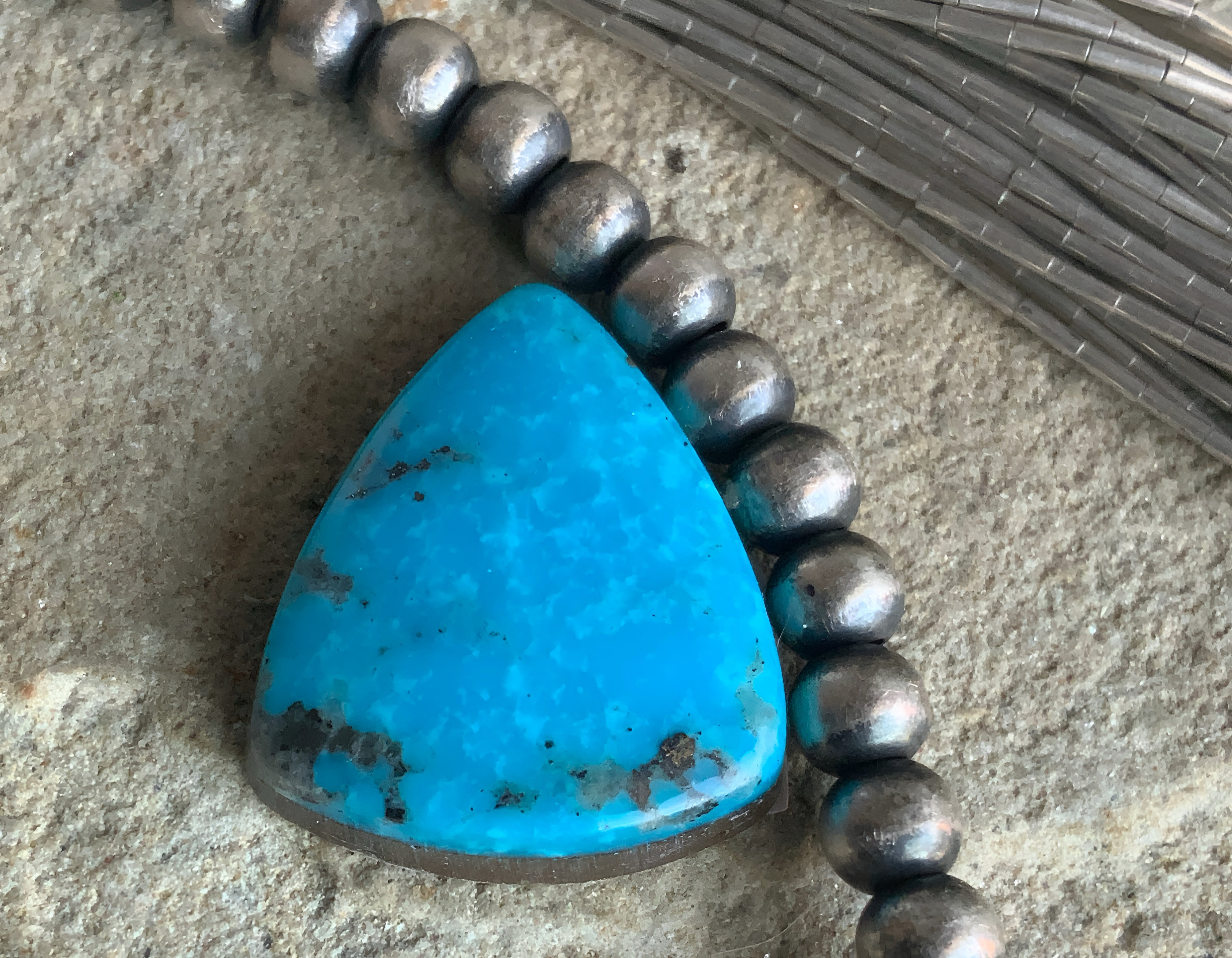 Ithaca Peak Turquoise Trillion Cabochon -Arizona Gemstone #IP144