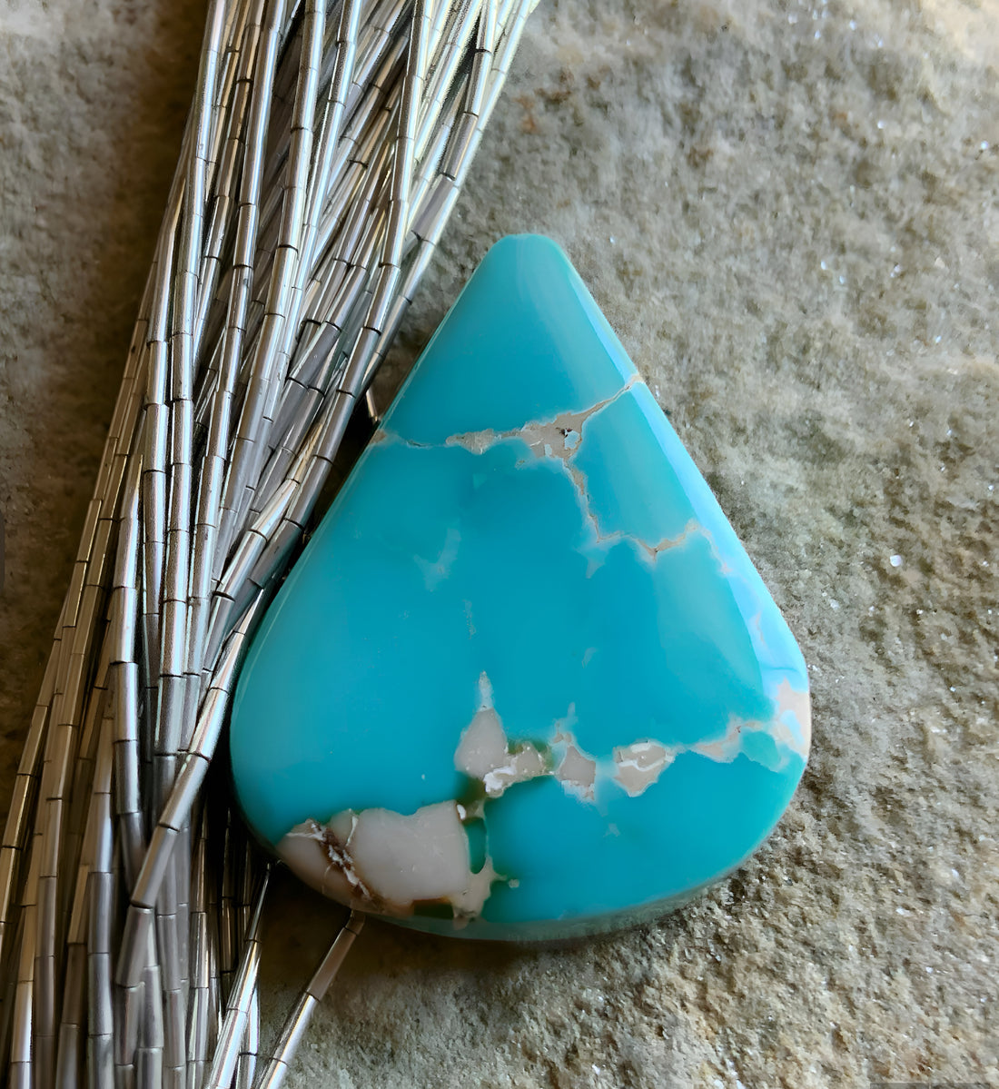 Natural Royston Blue Triangular Cabochon -Nevada Gemstone #R63