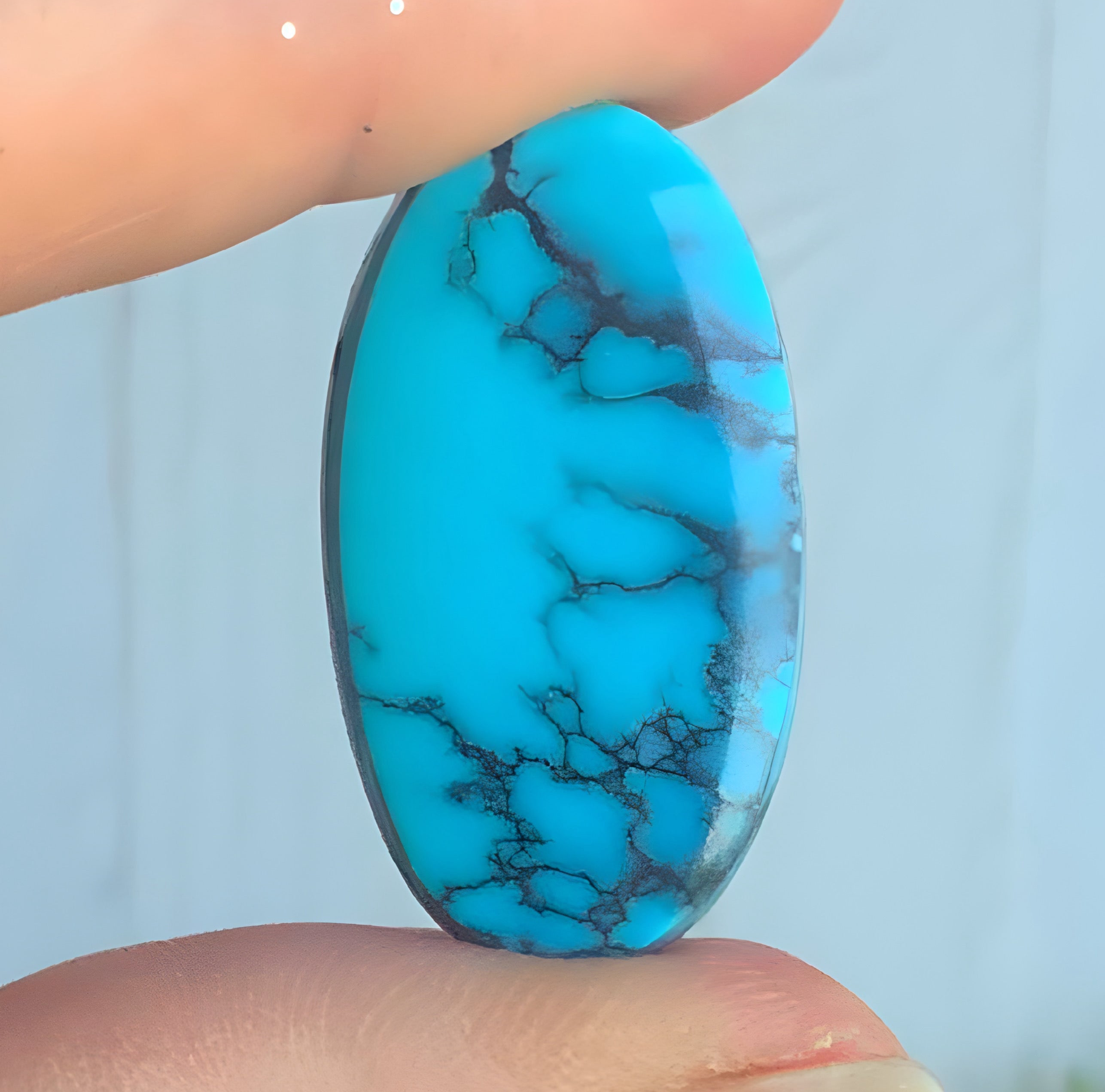 Cloud Mountain Turquoise High Grade Long Oval Cabochon