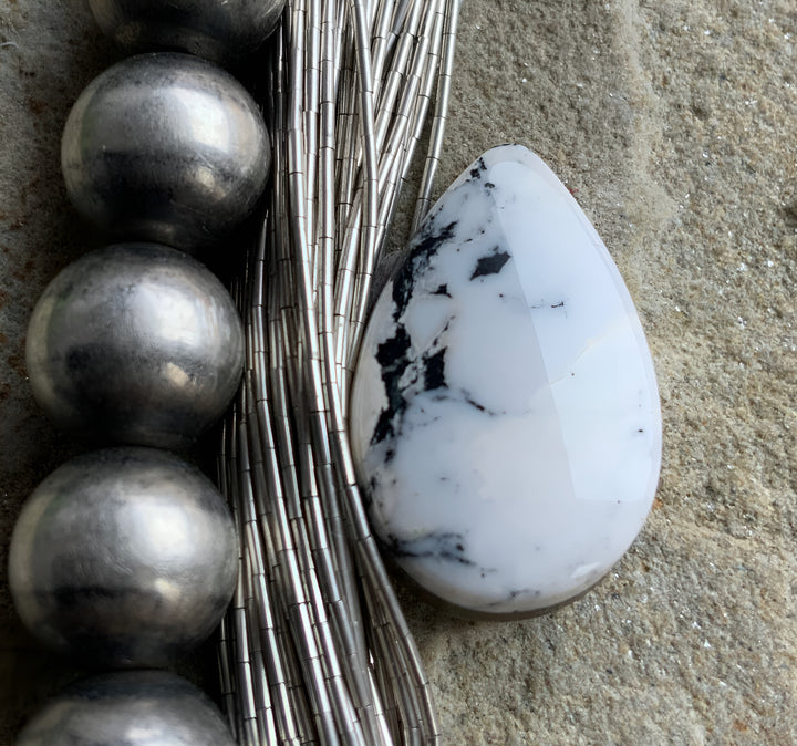 Natural White Buffalo Teardrop Cabochon-Nevada Gemstone #WB17