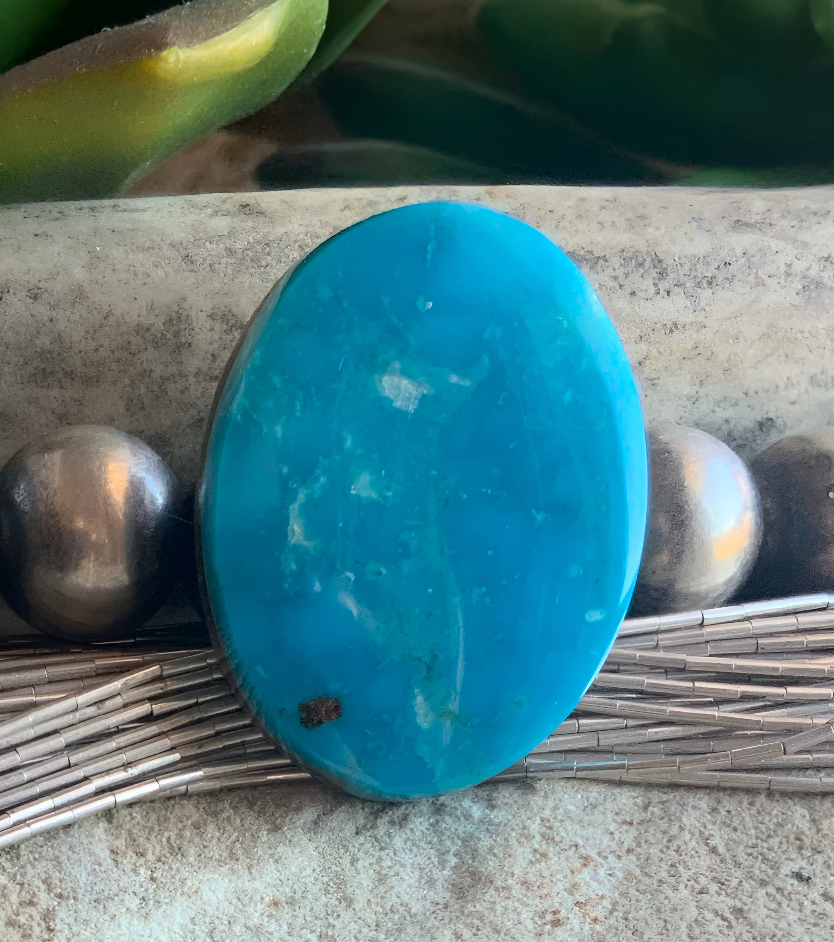 Beautiful Blue Turquoise Mountain Turquoise Oval Cabochon