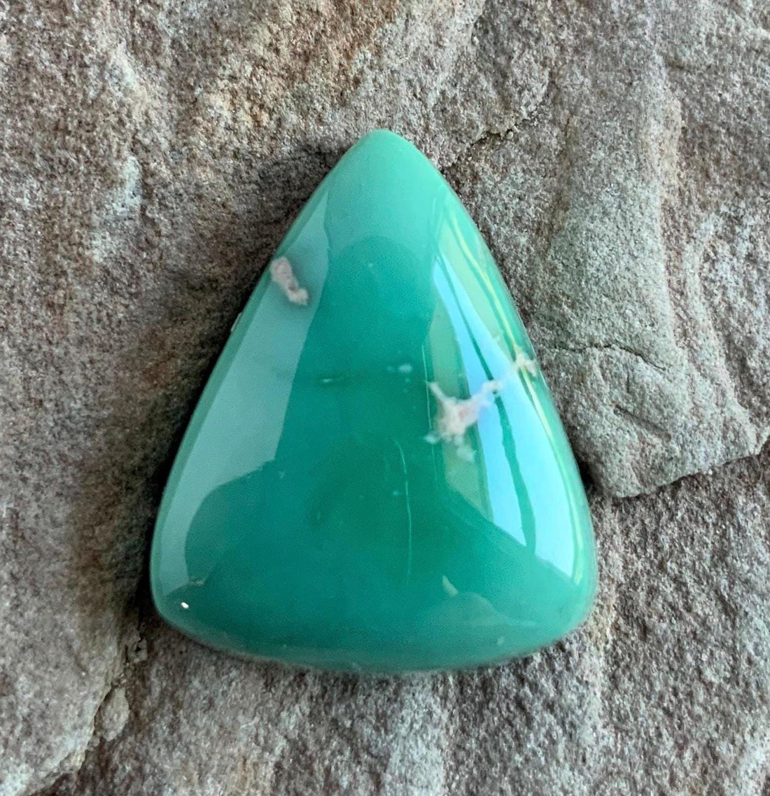 Gorgeous Natural Broken Arrow Variscite Thick Cut Triangle Cabochon