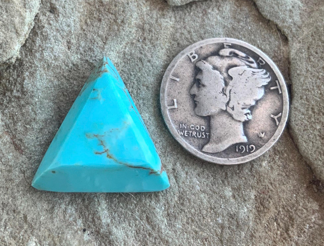 Blue Morenci Turquoise Triangular Faceted Cabochon