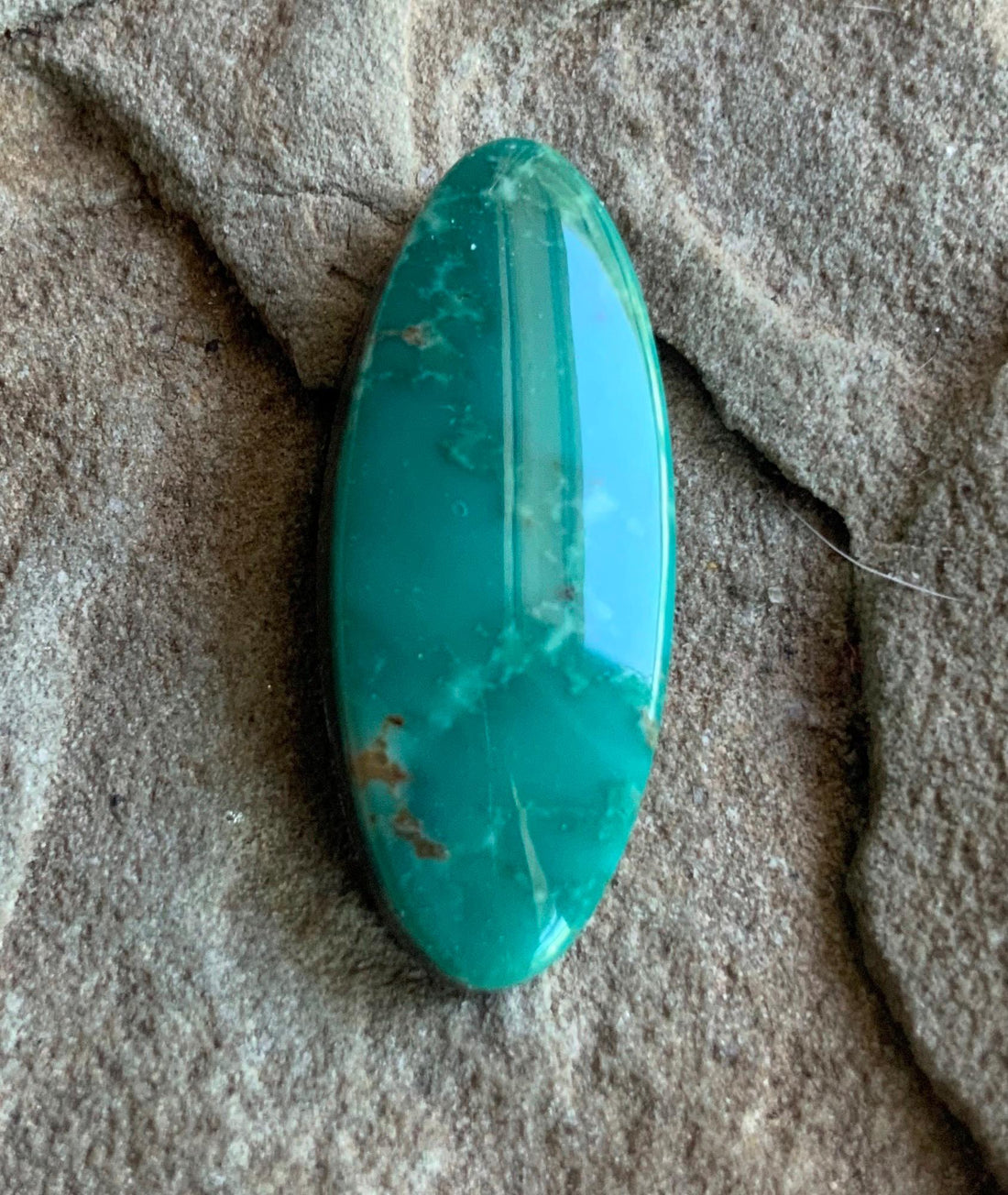 Turquoise Mountain Green Long Oval Turquoise Cabochon