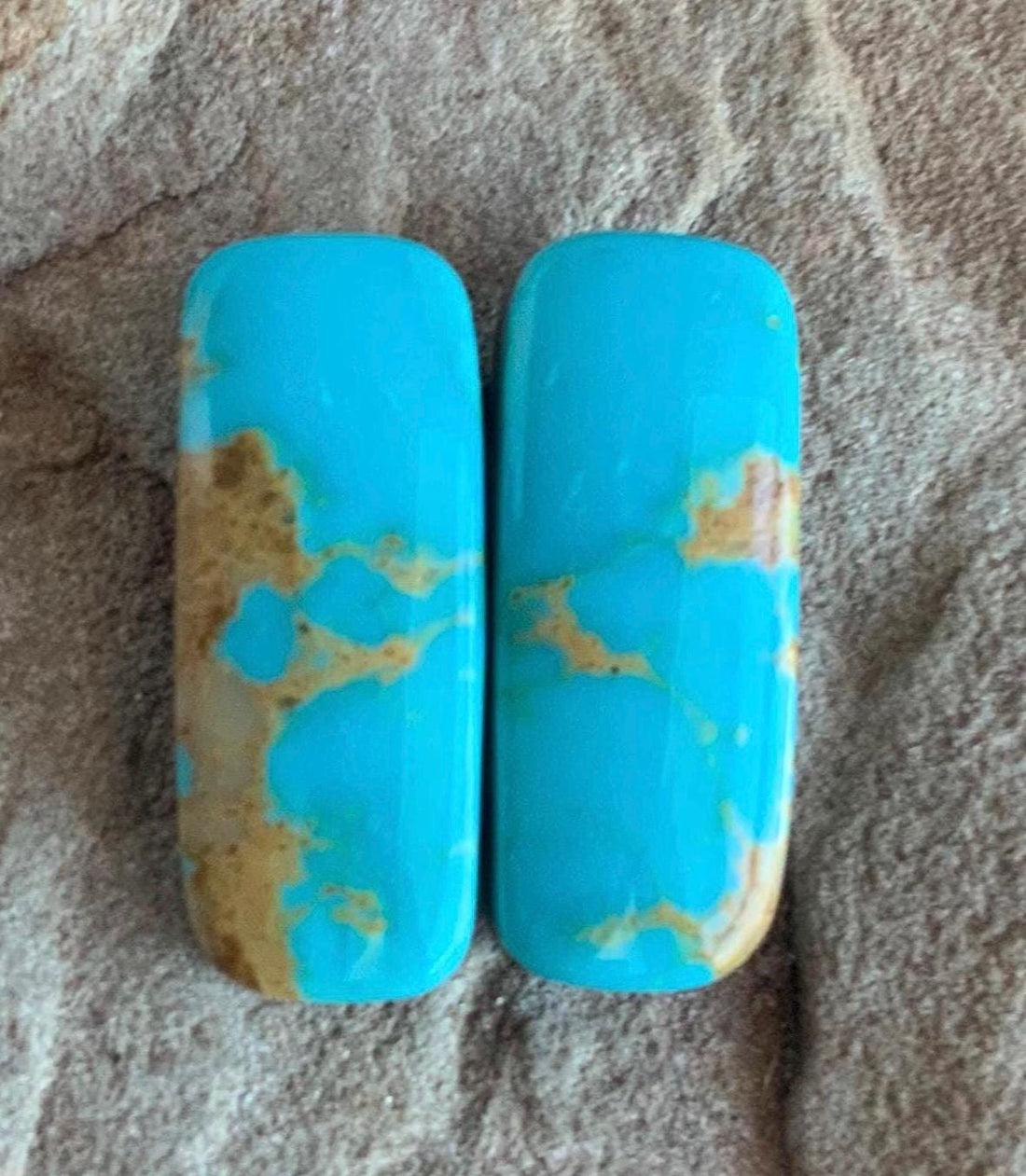 Beautiful Matching Kingman Turquoise Earring Pair or Set of Cabochons