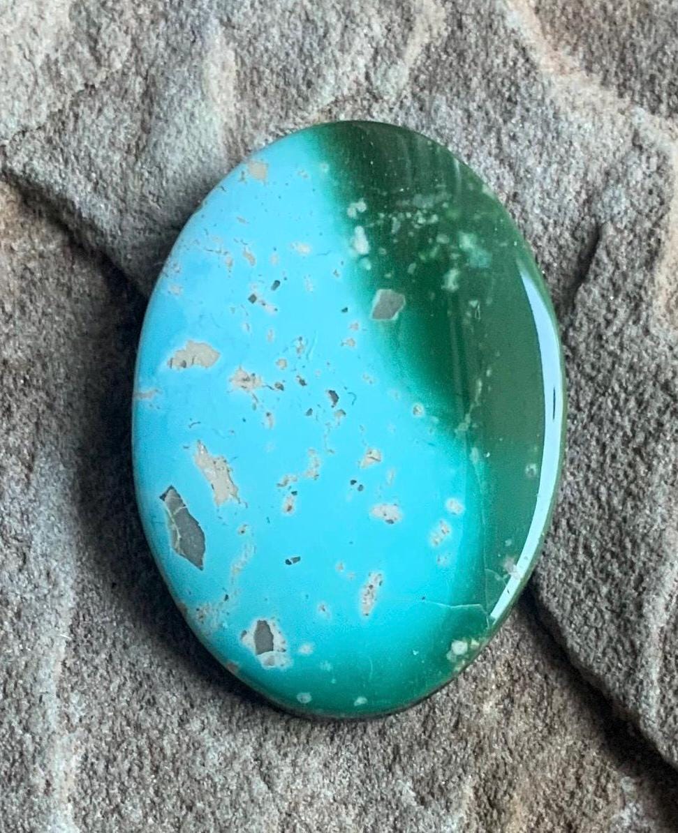 Beautiful Royston Turquoise Two Tone Green Large Oval Cabochon #R12