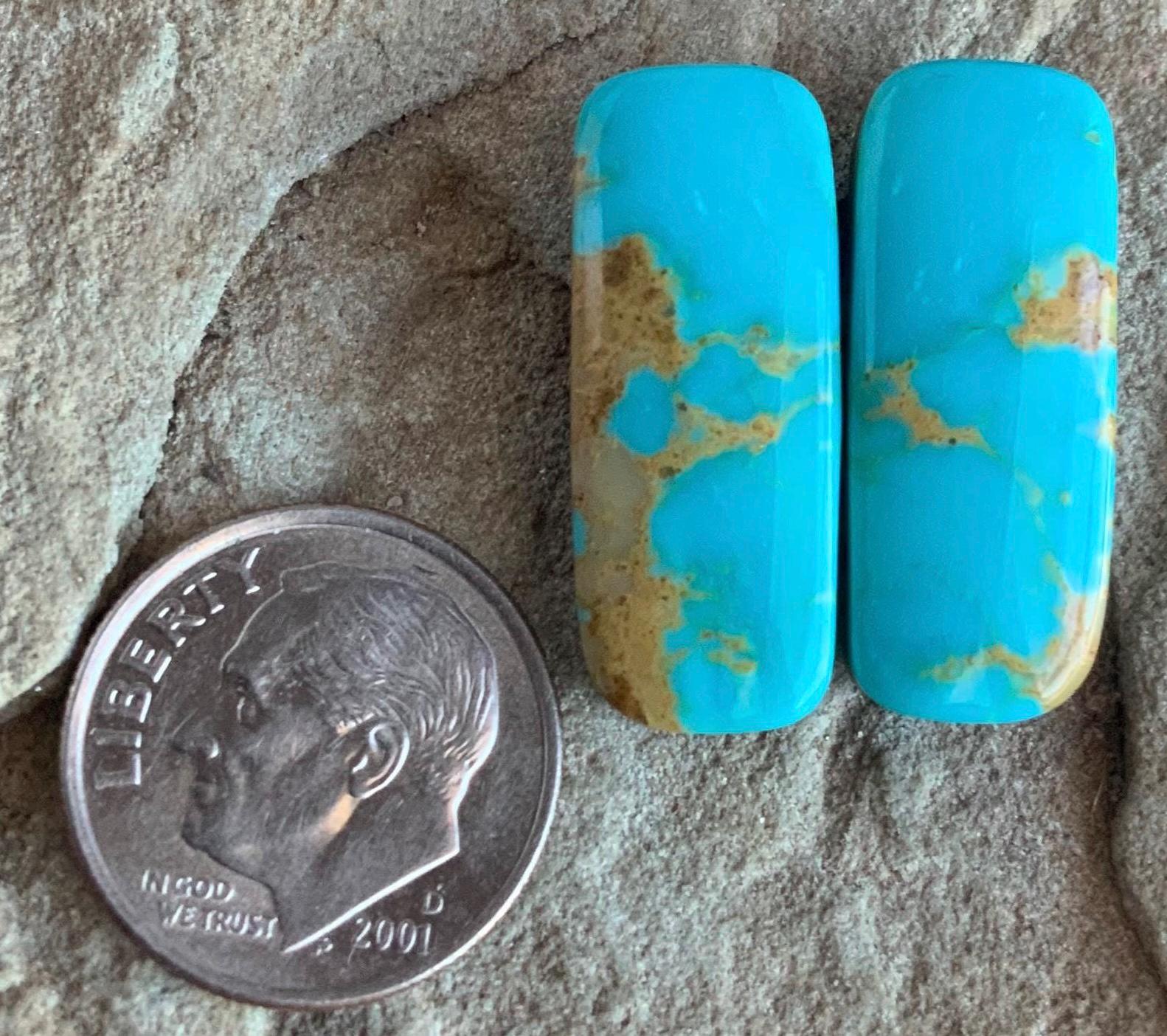 Beautiful Matching Kingman Turquoise Earring Pair or Set of Cabochons