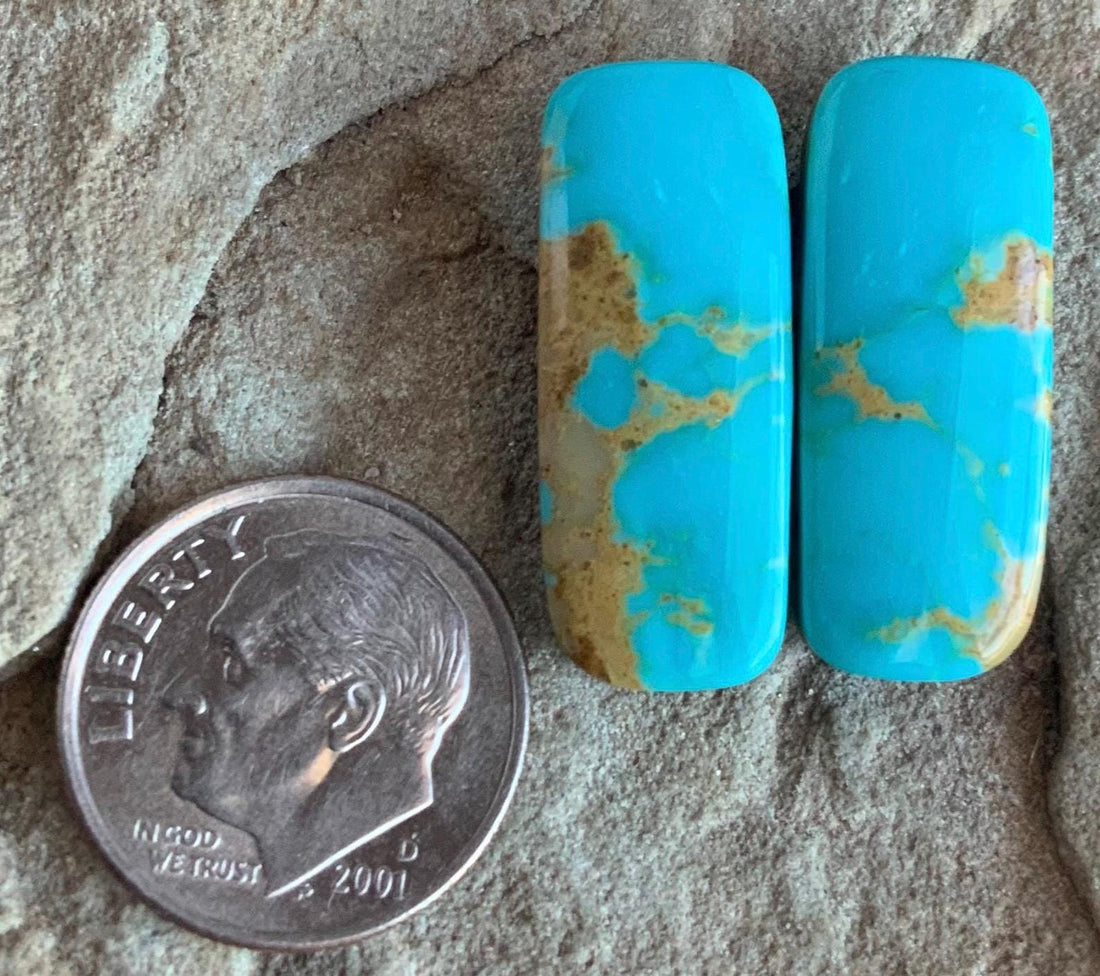 Beautiful Matching Kingman Turquoise Earring Pair or Set of Cabochons