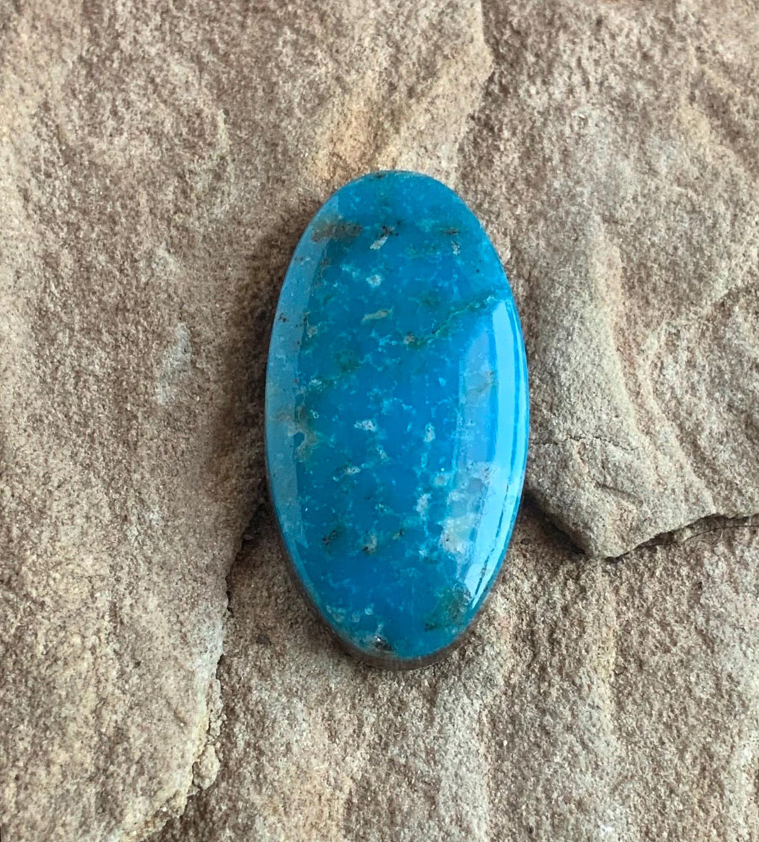 Ithaca Peak Turquoise Oval Cabochon With Quartz Inclusions