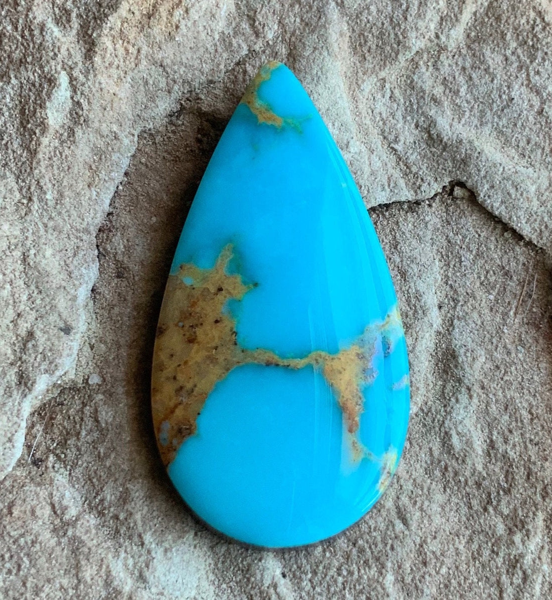 Natural Royston Turquoise Blue Teardrop Cabochon-Nevada Gemstone #R98