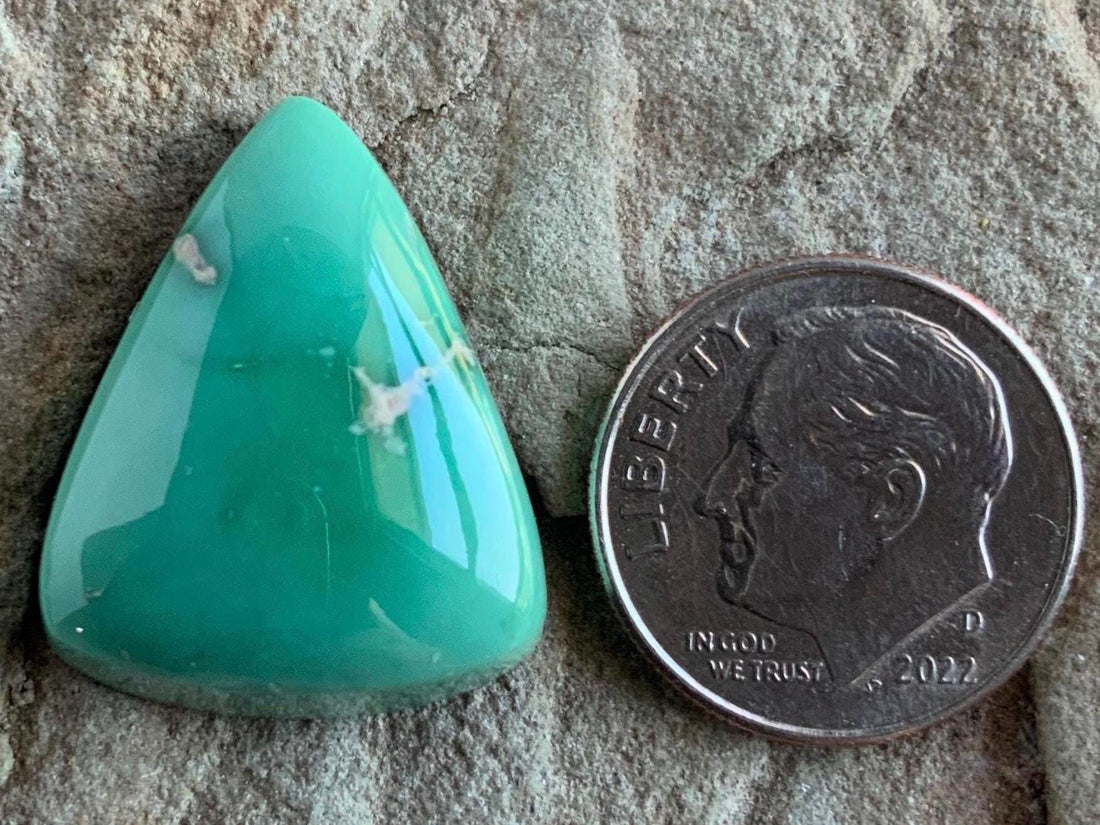 Gorgeous Natural Broken Arrow Variscite Thick Cut Triangle Cabochon