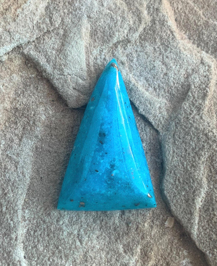 Gorgeous Blue Morenci Turquoise Triangular Cabochon with Pyrite