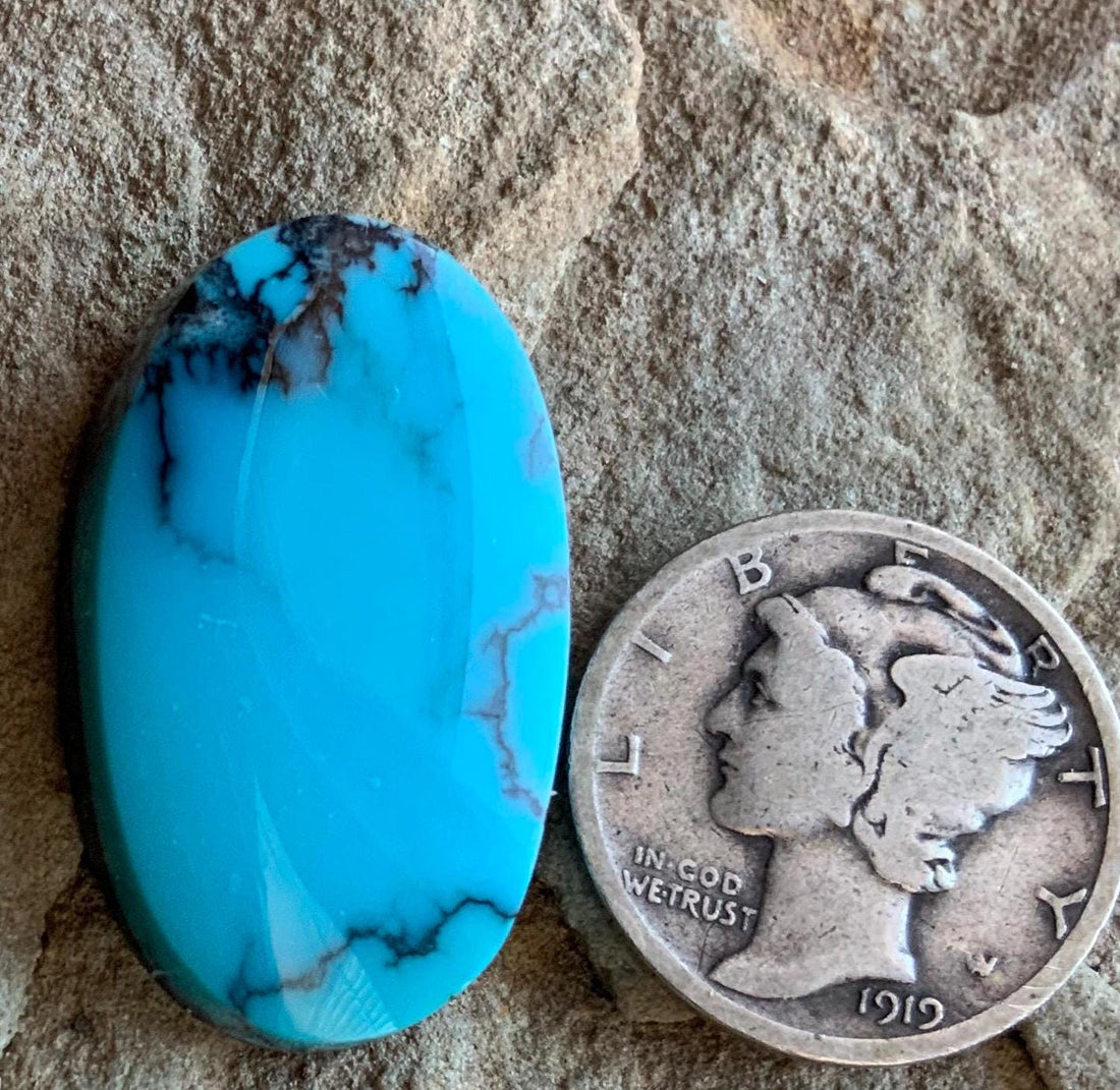 Beautiful High Grade Cloud Mountain Turquoise Oval Blue Cabochon