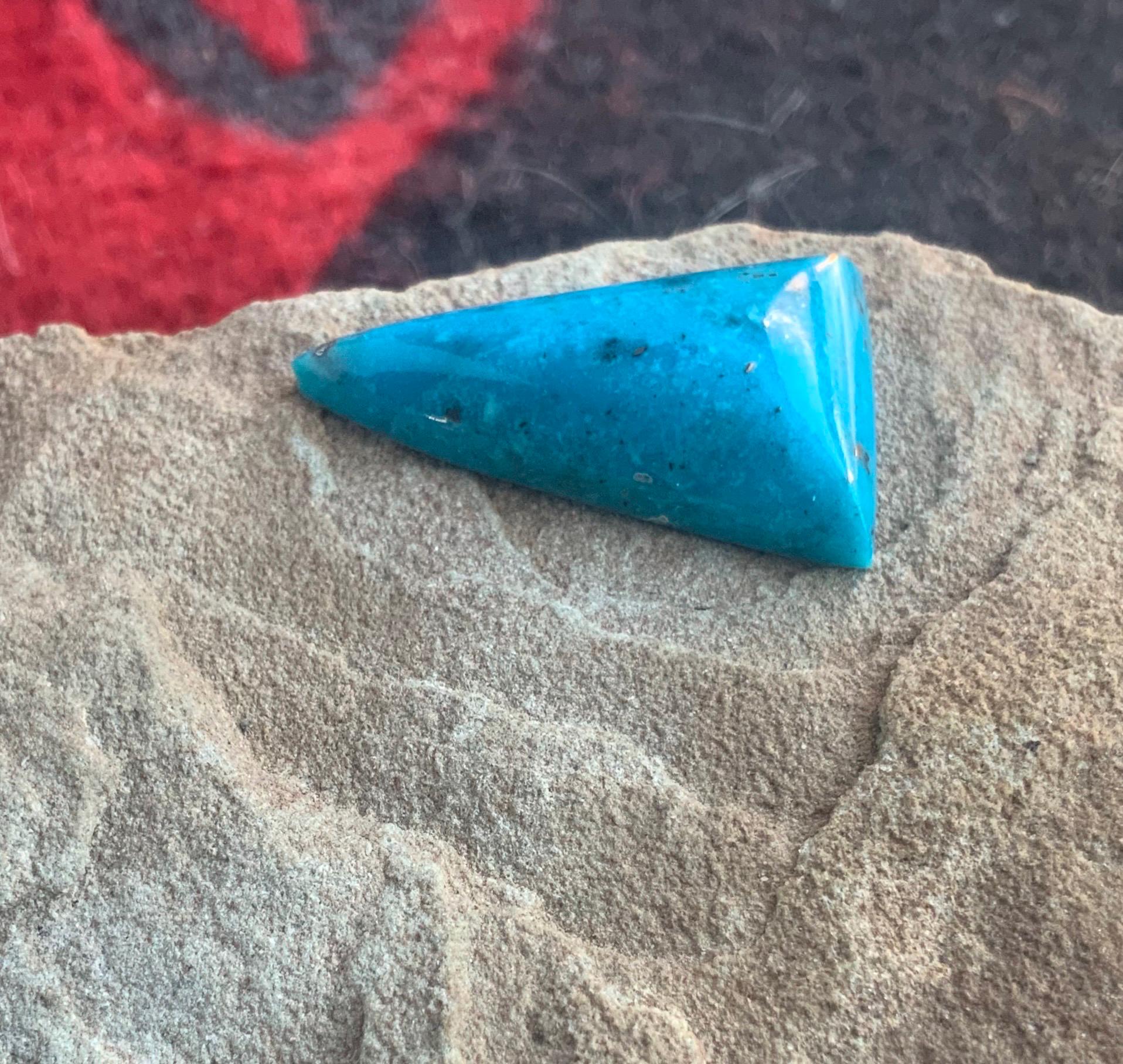 Gorgeous Blue Morenci Turquoise Triangular Cabochon with Pyrite