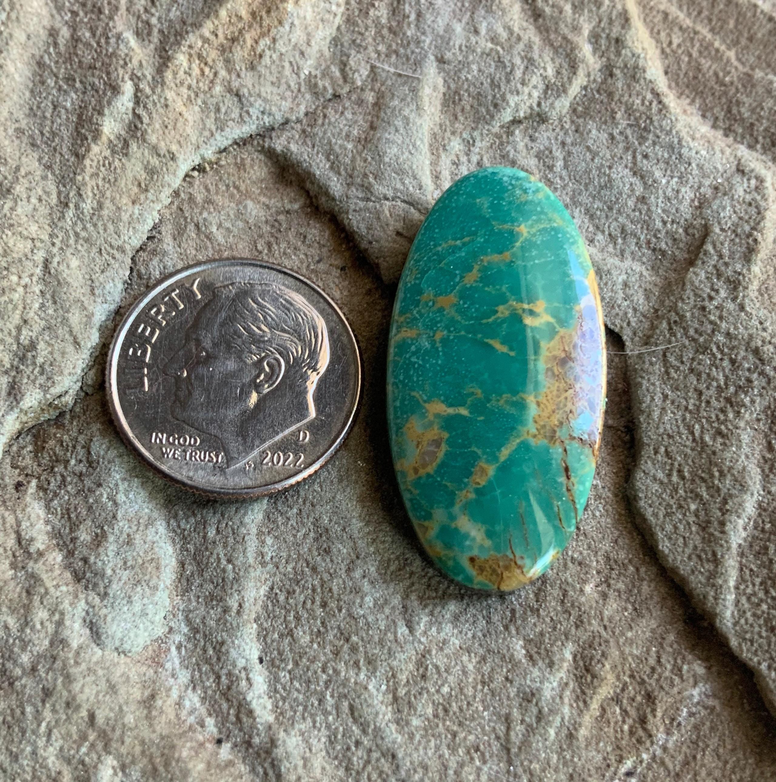 Beautiful Turquoise Mountain Green Long Oval Turquoise Cabochon