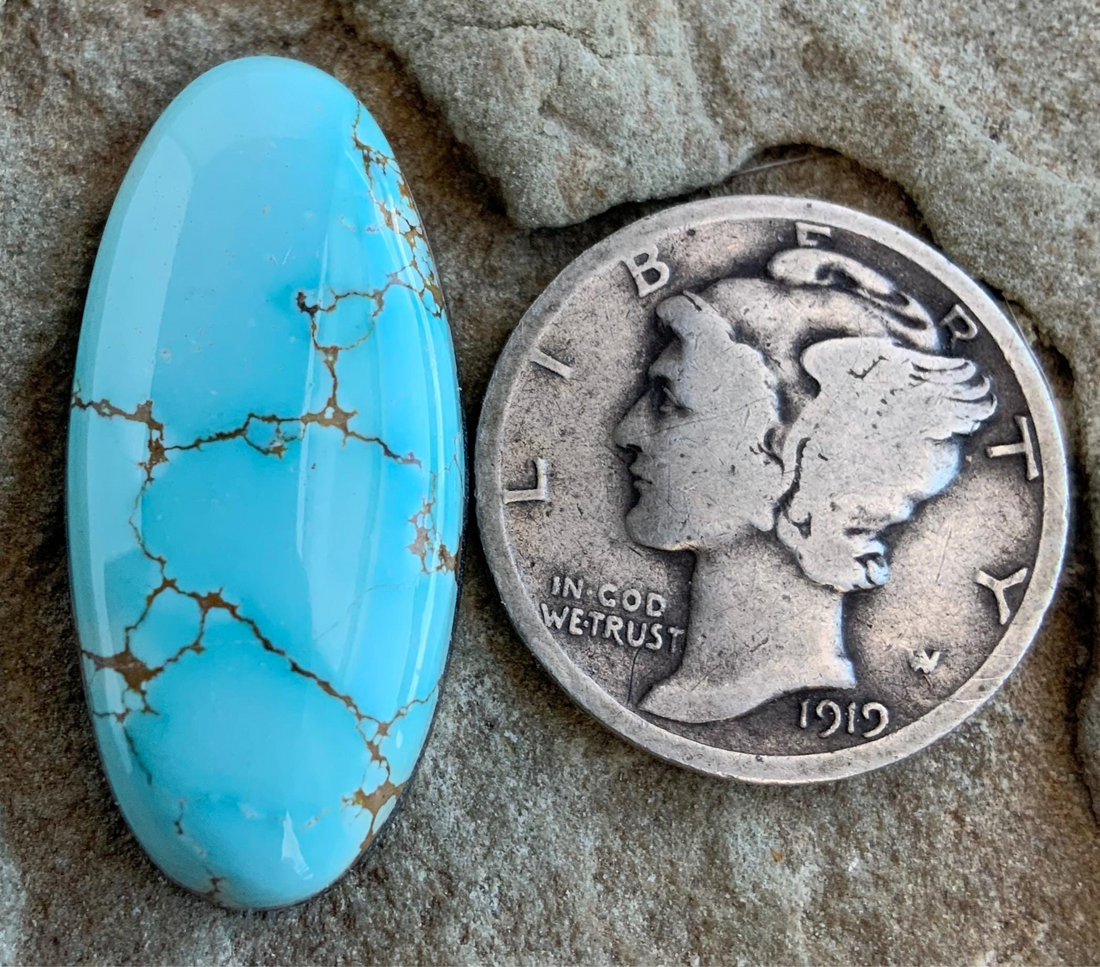 Beautiful Natural High Grade Number Eight Turquoise Oval Cabochon