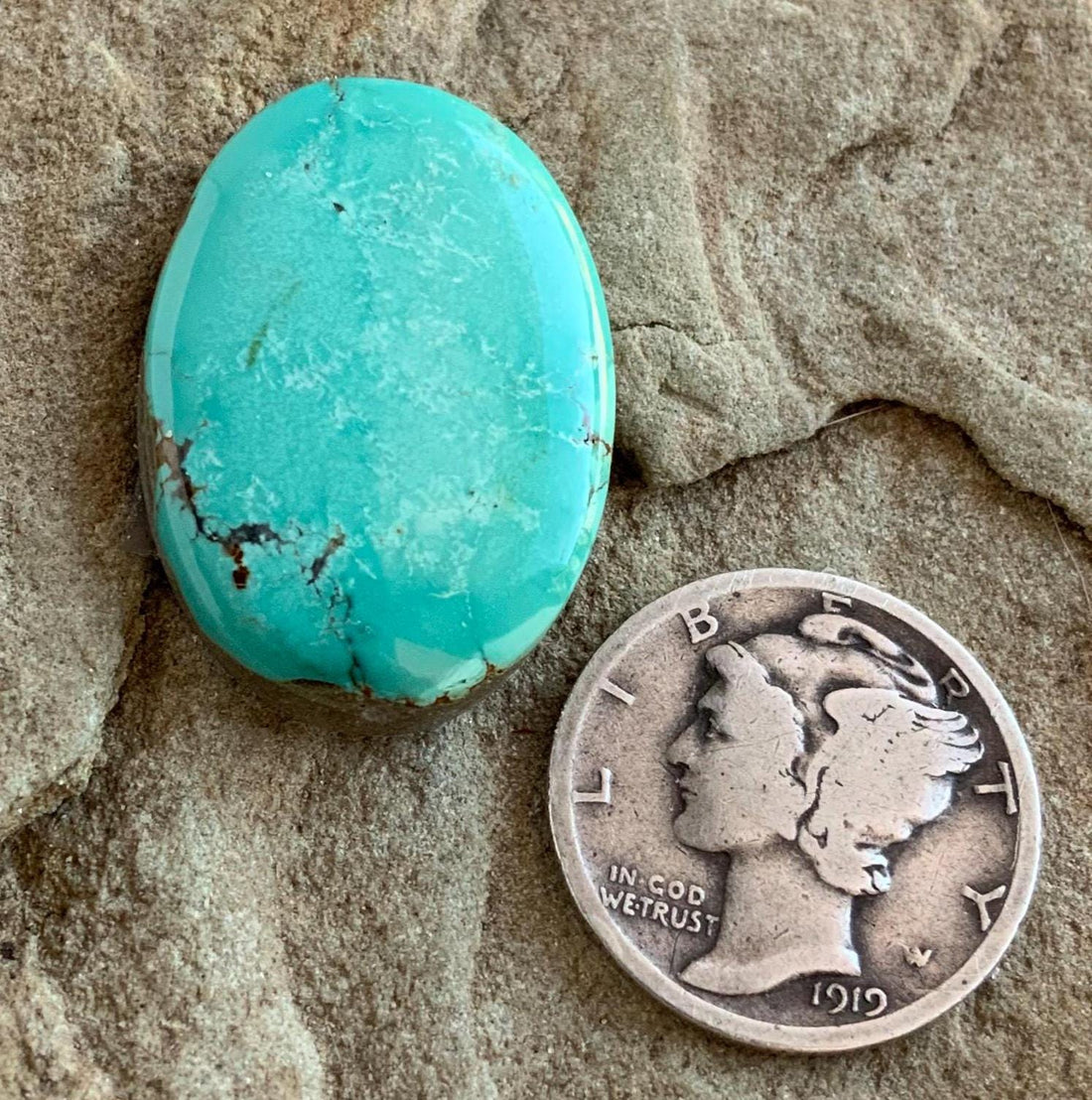 Beautiful Blue Number Eight Turquoise Oval Cabochon