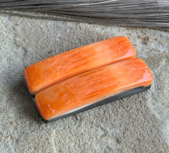 Orange Spiney Oyster Rectangular Earring Cabochons