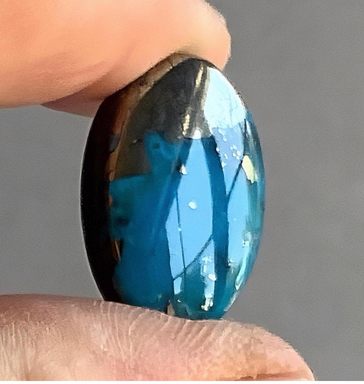 Ithaca Peak Turquoise High Grade Oval Cabochon With Pyrite-Arizona Gemstone #IP121