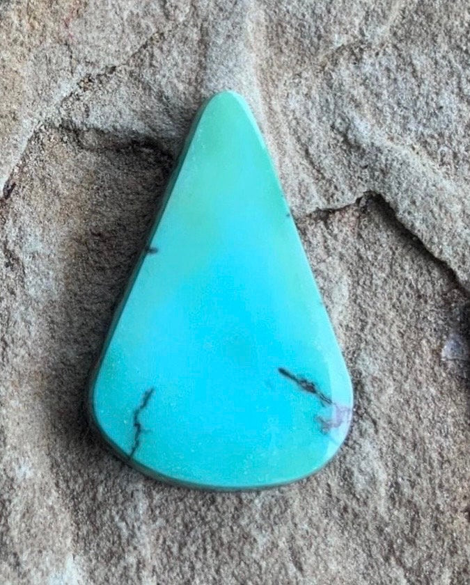 Beautiful Turquoise Mountain Turquoise  Elongated Triangular Cabochon