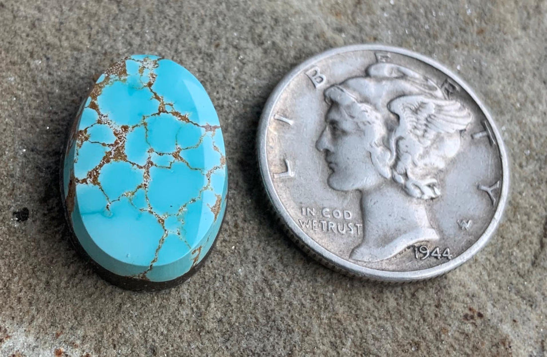 Beautiful Blue Natural Number 8 Turquoise Small Oval Cabochon