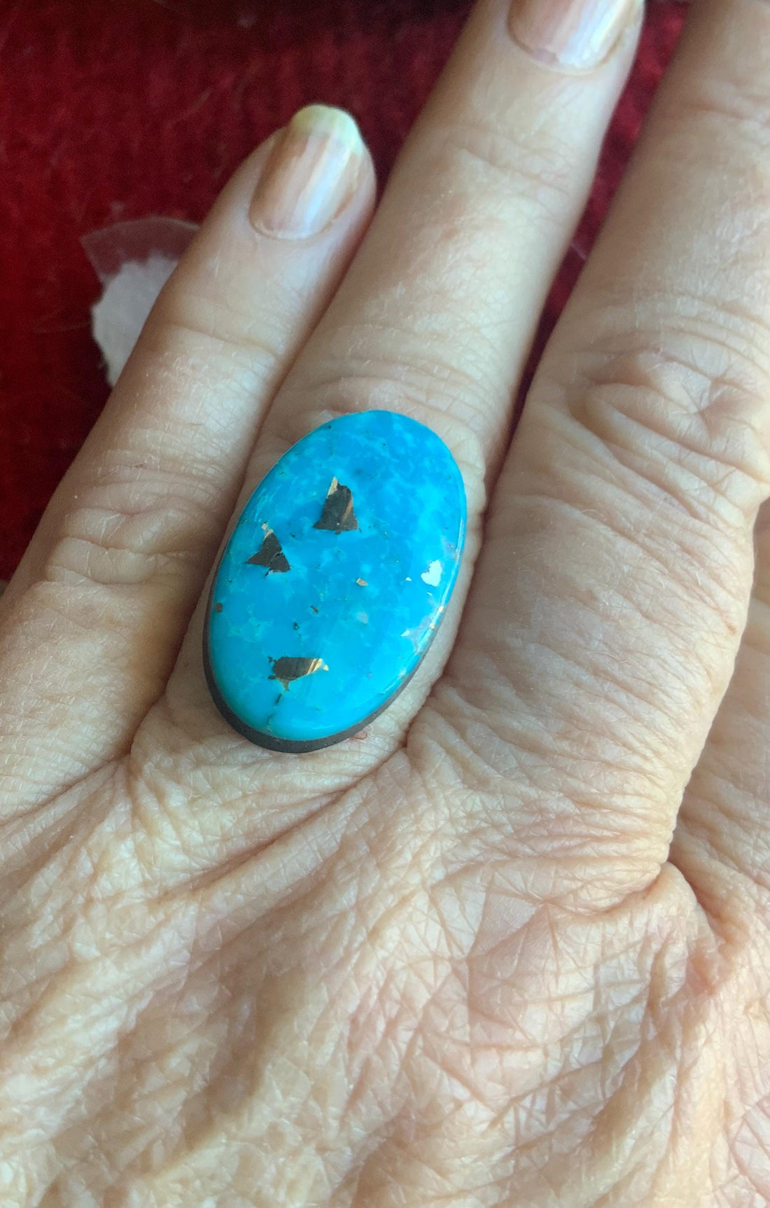 Ithaca Peak High Grade Turquoise Oval Cabochon With Silver Pyrite #IP117