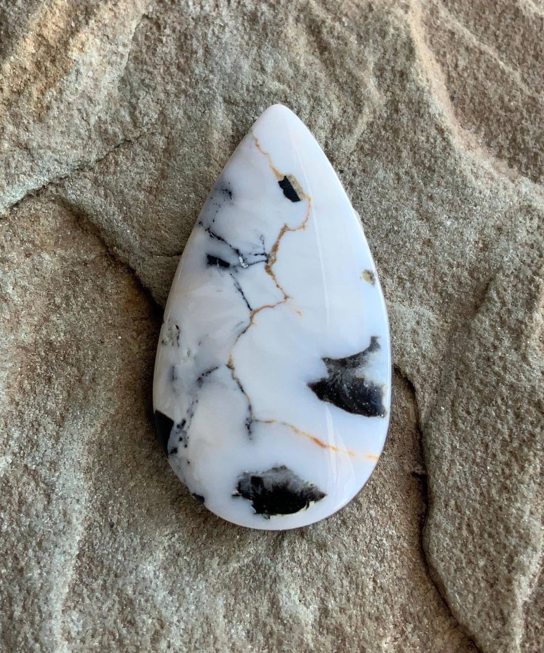 Beautiful Natural White Buffalo Large Teardrop Cabochon
