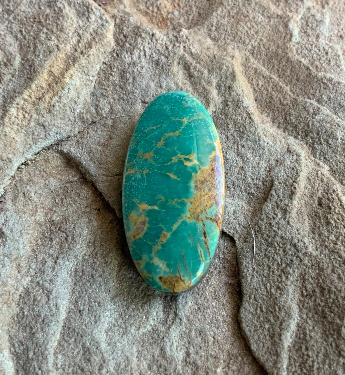 Beautiful Turquoise Mountain Green Long Oval Turquoise Cabochon