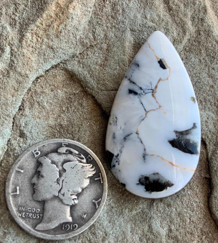 Beautiful Natural White Buffalo Large Teardrop Cabochon