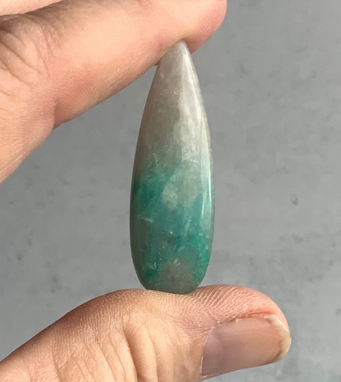 Gorgeous Chrysocolla In Quartz Elongated Teardrop Cabochon